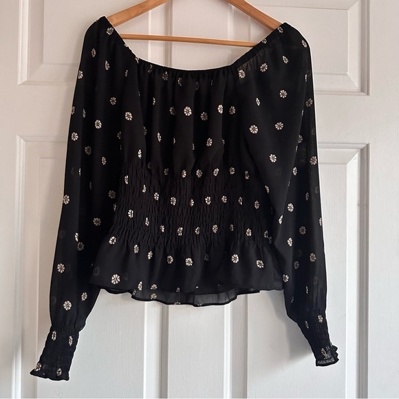 Madewell (Re)sourced‎ Georgette Square-Neck Smock-Waist Top in Bloom Dot Medium - Picture 8 of 9